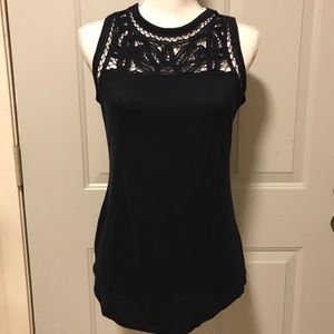 Loft black sleeveless lace yoke tank. Sz Small.